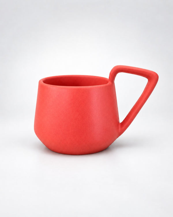 Coral Red Ceramic Mug with Geometric Handle - view 2 of 4