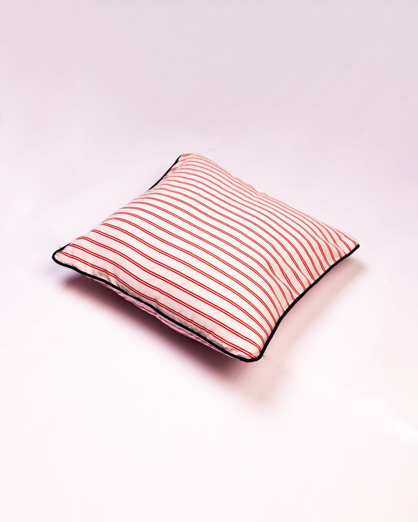 Deckchair Stripe Cotton Cushion Cover - Coral - view 2 of 3