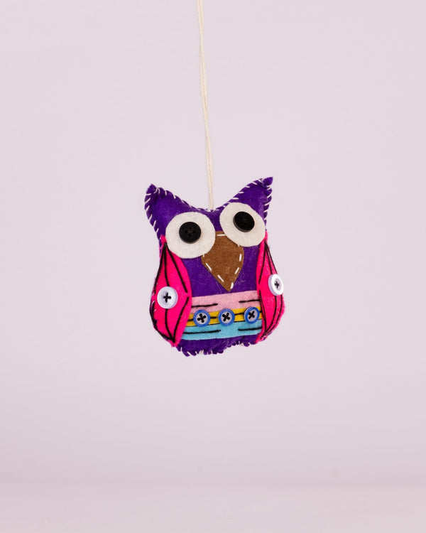 Embroidered Wool-Felt Owl Hanging - Purple by Modus & Mood