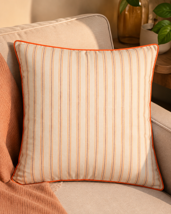 Fine Stripe Cotton Cushion Cover - Peach by Modus & Mood