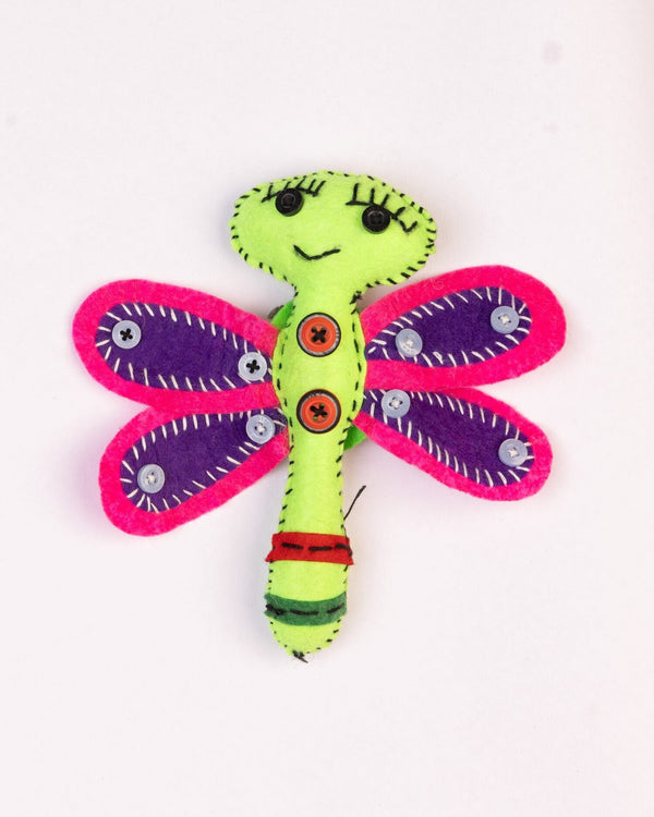 Flutter Embroidered Wool-Felt Butterfly Hanging - Green & Purple by Modus & Mood