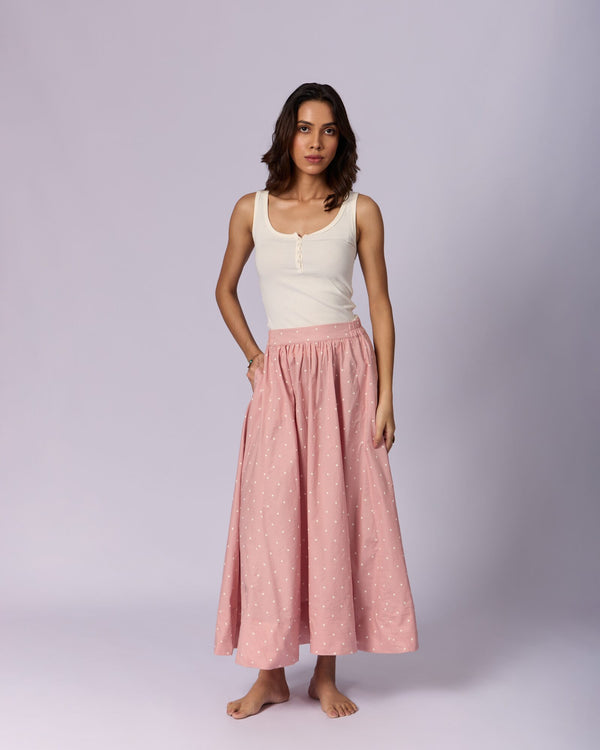 Women's Full Circle Cotton Skirt - Blush Pink by Modus & Mood