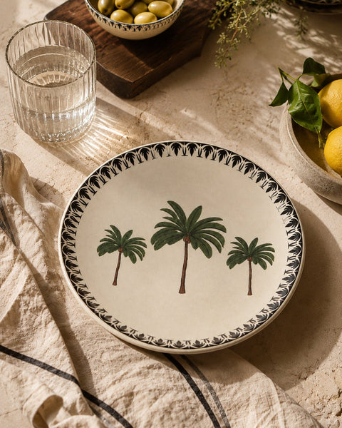 Palm Print Ceramic Plate - Green