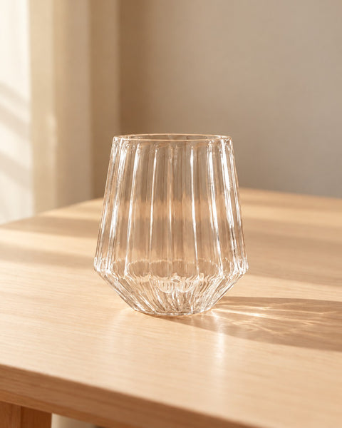 Ribbed Glass Tumbler - Clear