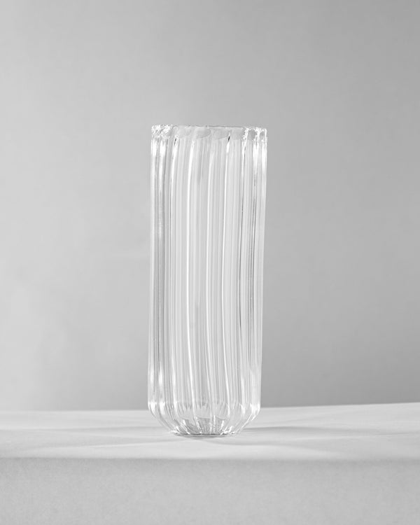 Tall Ribbed Glass Highball Flute Tumbler - Clear by Modus & Mood