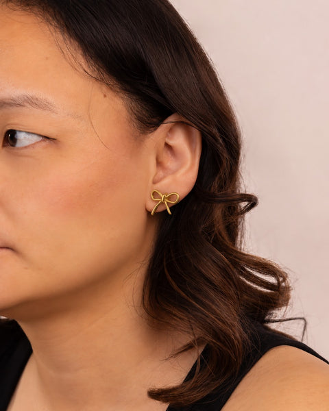 Ribbon Bow Anti-Tarnish Stud Earrings