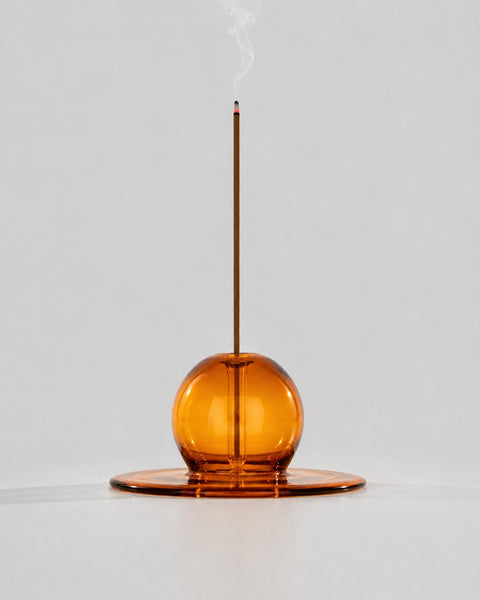 Sun Orb Amber Glass - Incense Stick Stand