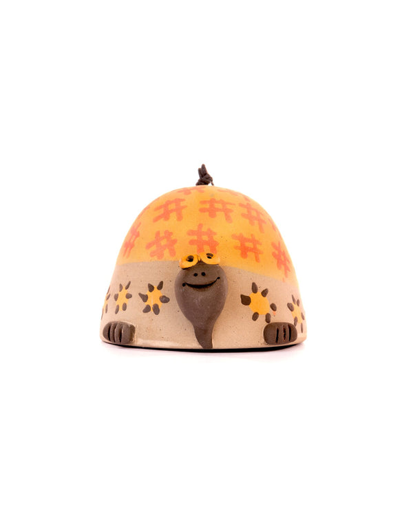 Turtle Nerikomi Ceramic Bell Hanging - Sunset Orange - view 2 of 4