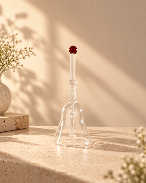 Twisted Hand-Blown Glass Bell - Ruby