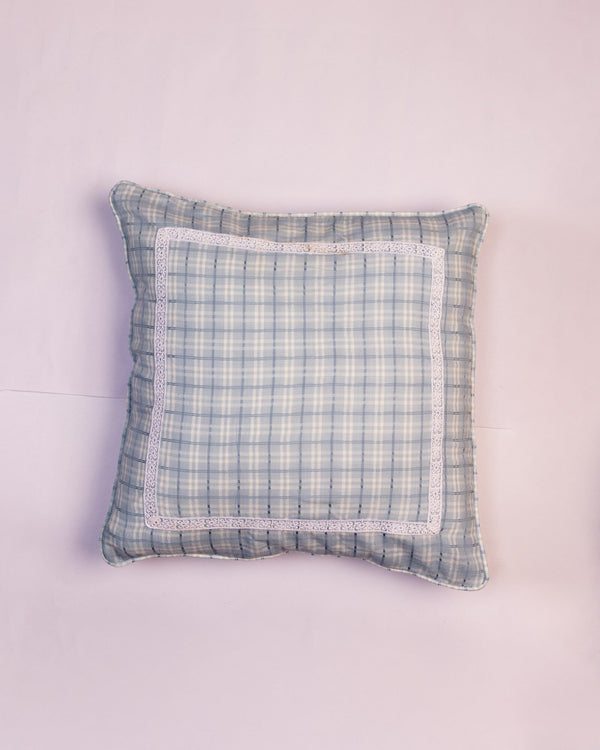 Windowpane Check Cotton Cushion Cover - Grey by Modus & Mood