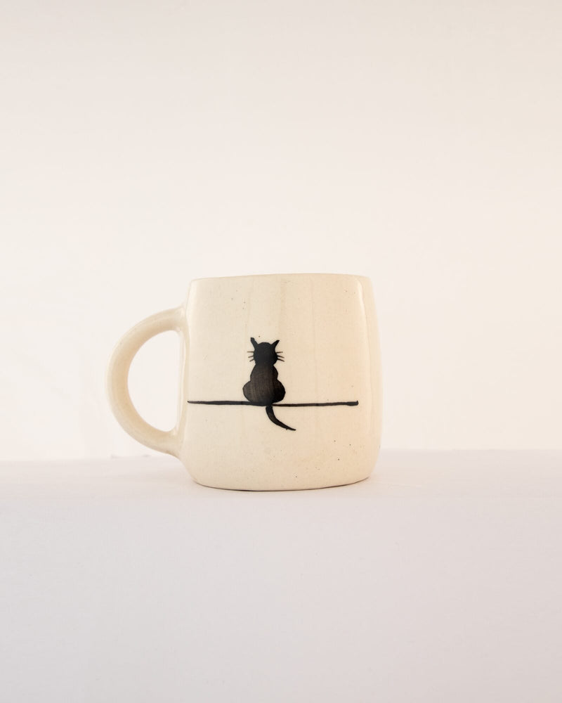 Black Cat Hand-Painted Ceramic Mug