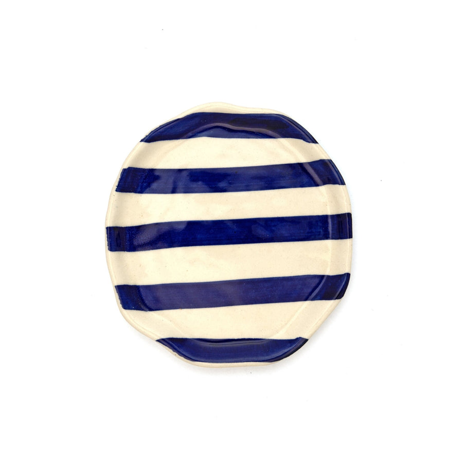 Leher Stripe Hand-Painted Ceramic Plate - Indigo