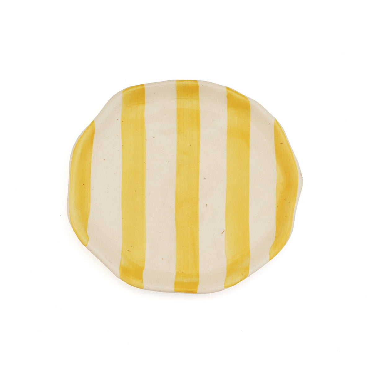 Leher Stripe Hand-Painted Ceramic Plate - Marigold Yellow