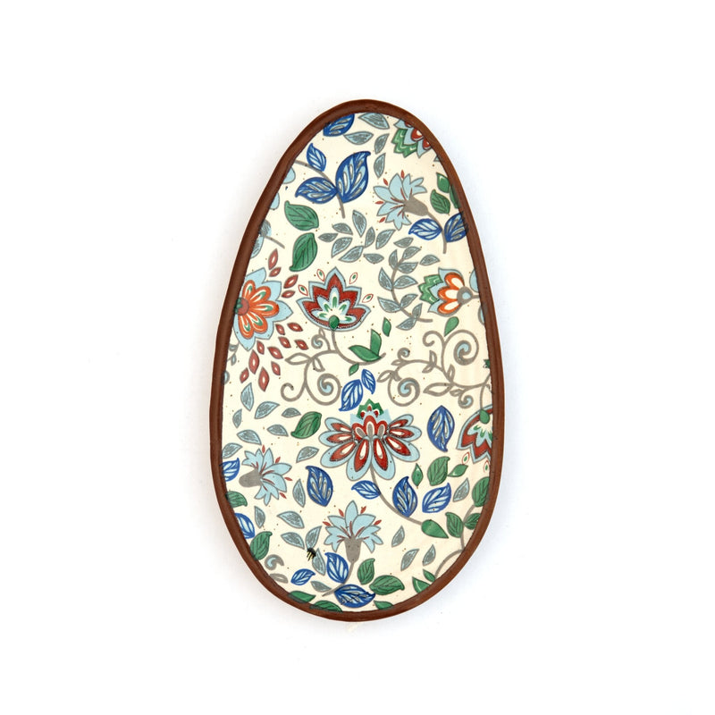 Floral Oval Ceramic Serving Platter, Blue Meadow