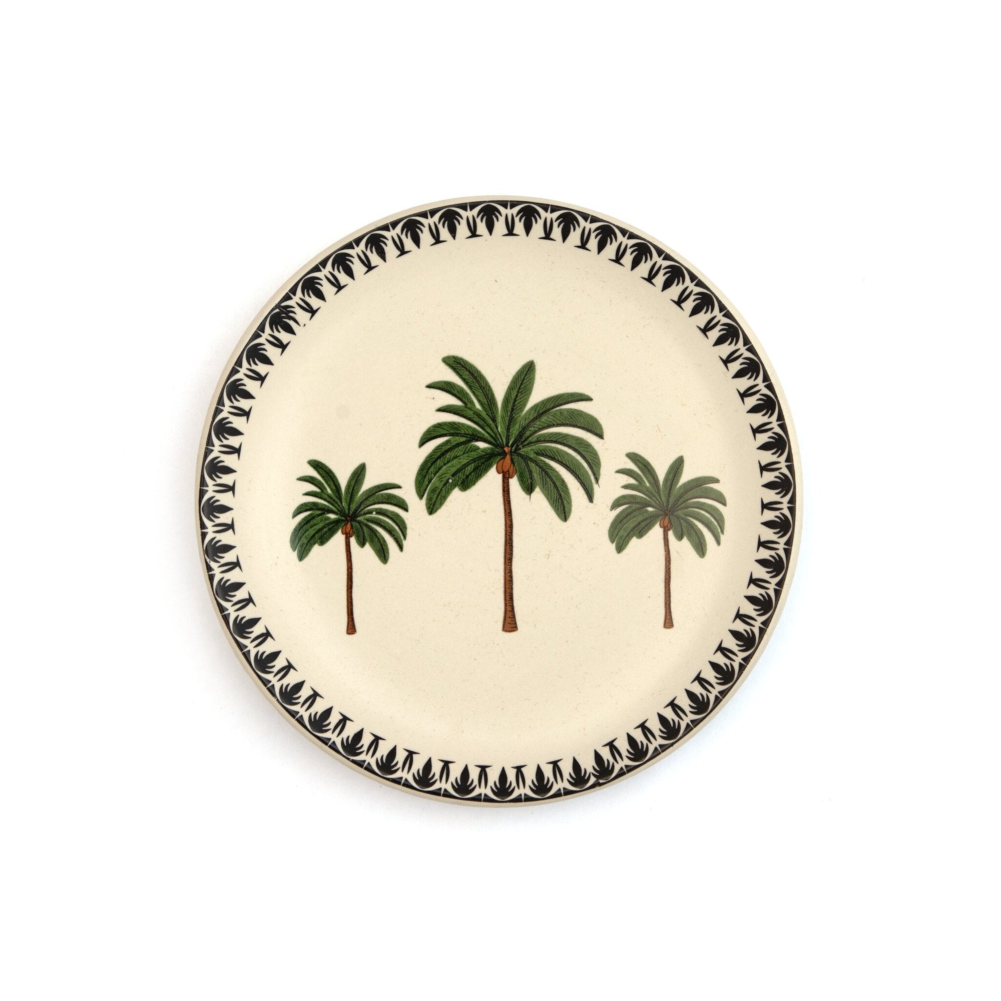 Palm Print Hand-Painted Ceramic Plate, Green