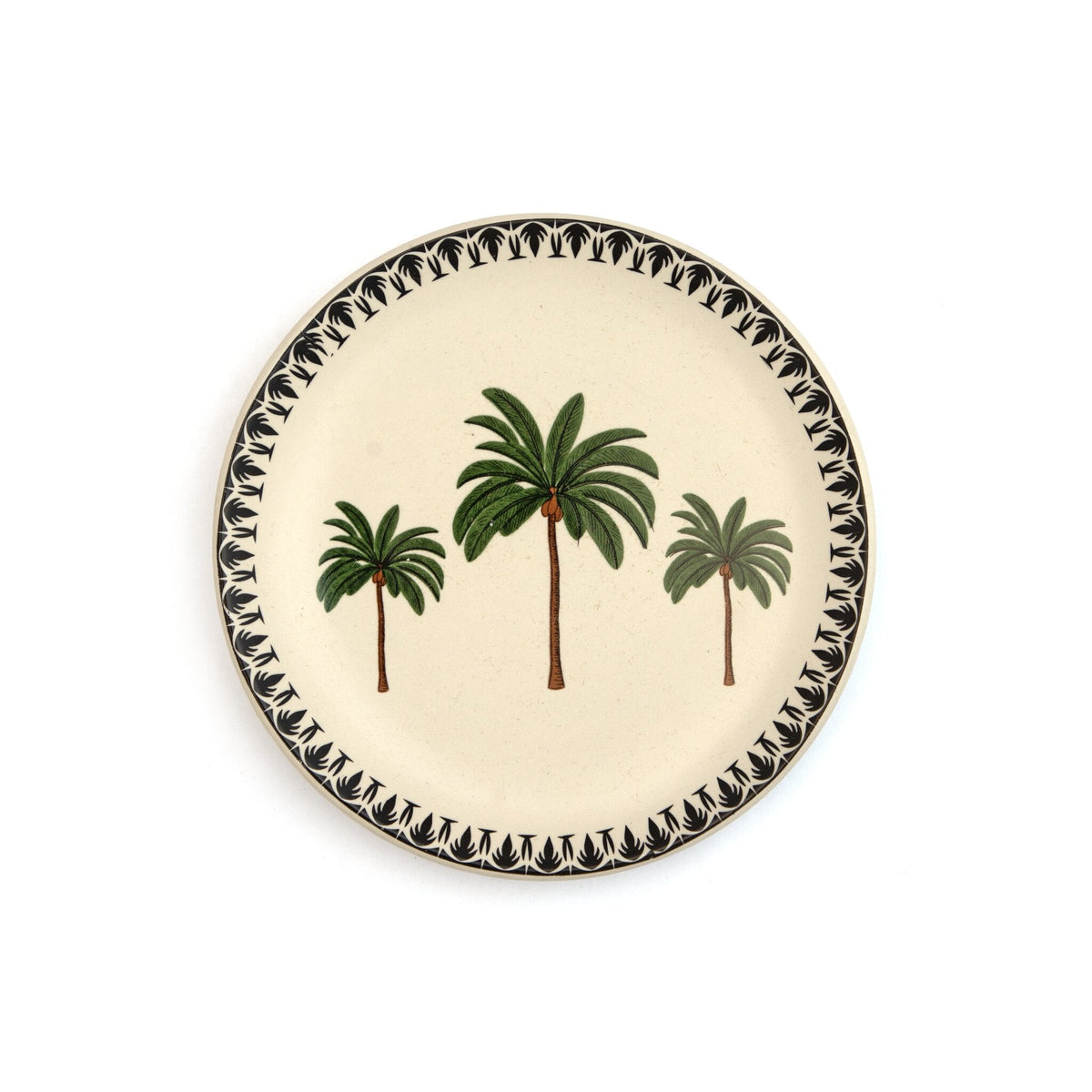 Palm Print Hand-Painted Ceramic Plate, Green