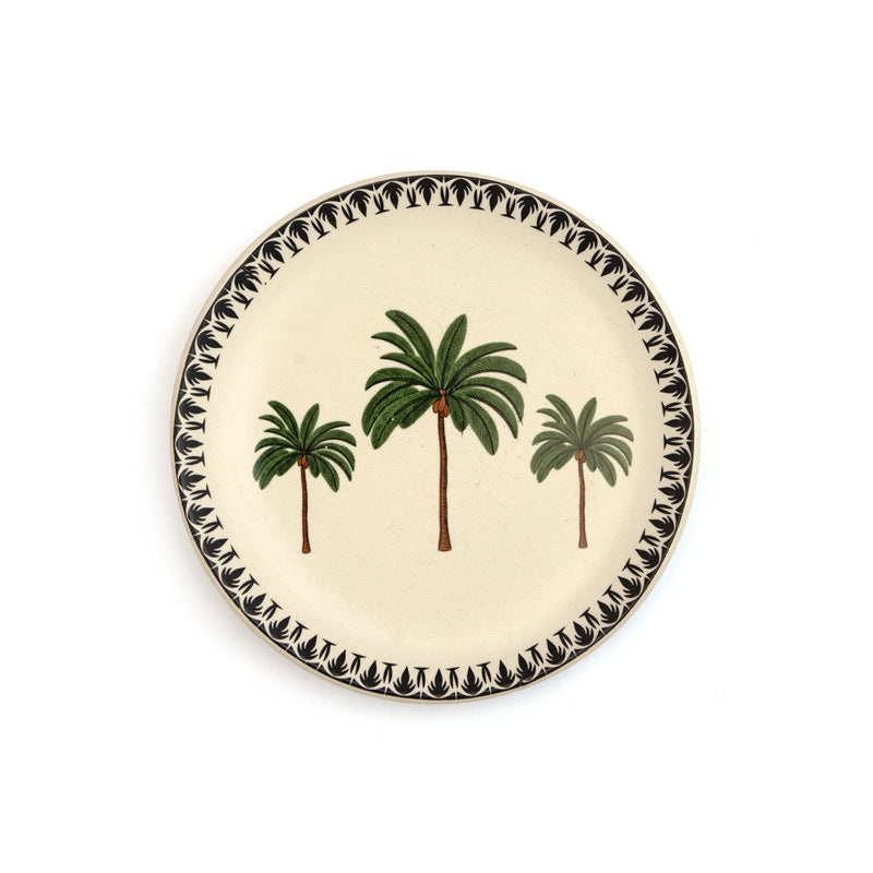 Palm Print Hand-Painted Ceramic Plate, Green