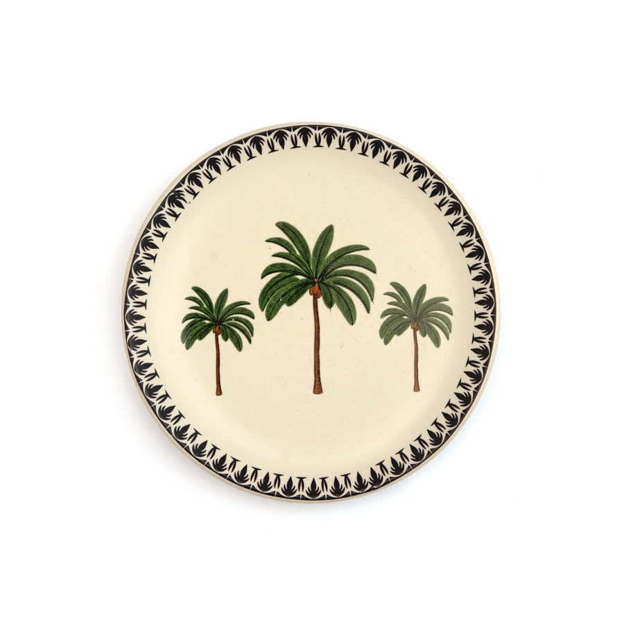 Palm Print Hand-Painted Ceramic Plate, Green