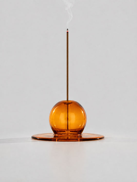 Sun Orb Amber Glass - Incense Stick Stand