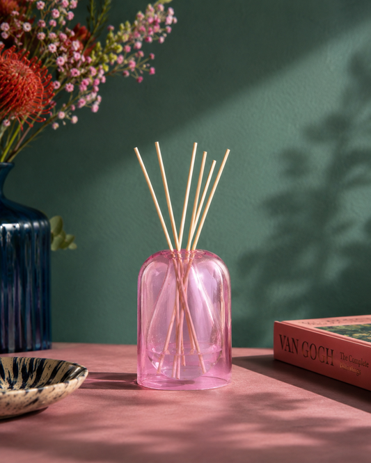 Bell Jar Glass Reed Diffuser Bottle - Rose Pink