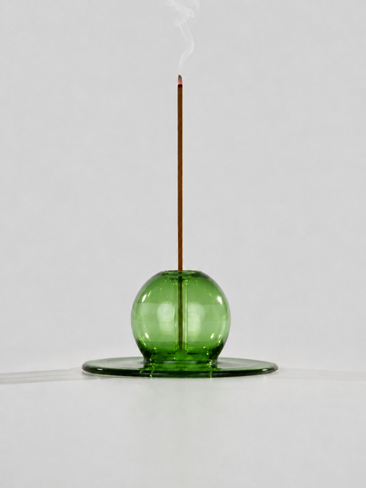 Sun Orb Green Glass - Incense Stick Stand