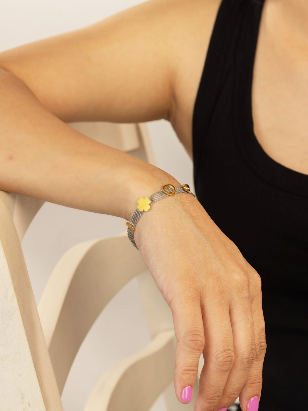 Beaded Anti-Tarnish Bracelet - Grey Stone - view 4 of 4