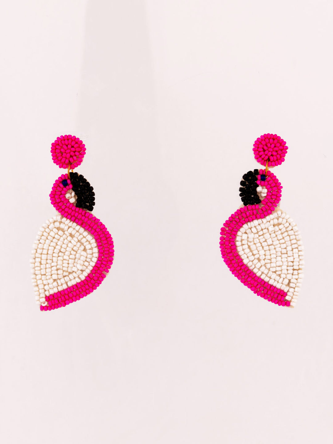 Beaded Flamingo Statement Earrings - Pink - view 2 of 4