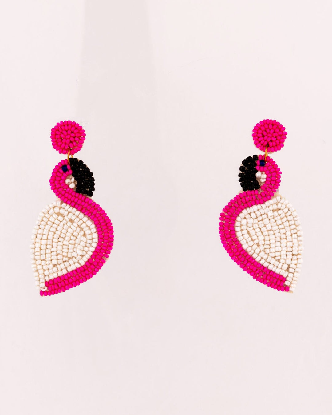 Beaded Flamingo Statement Earrings - Pink - view 2 of 4
