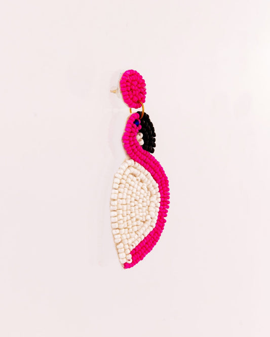 Beaded Flamingo Statement Earrings - Pink - view 3 of 4