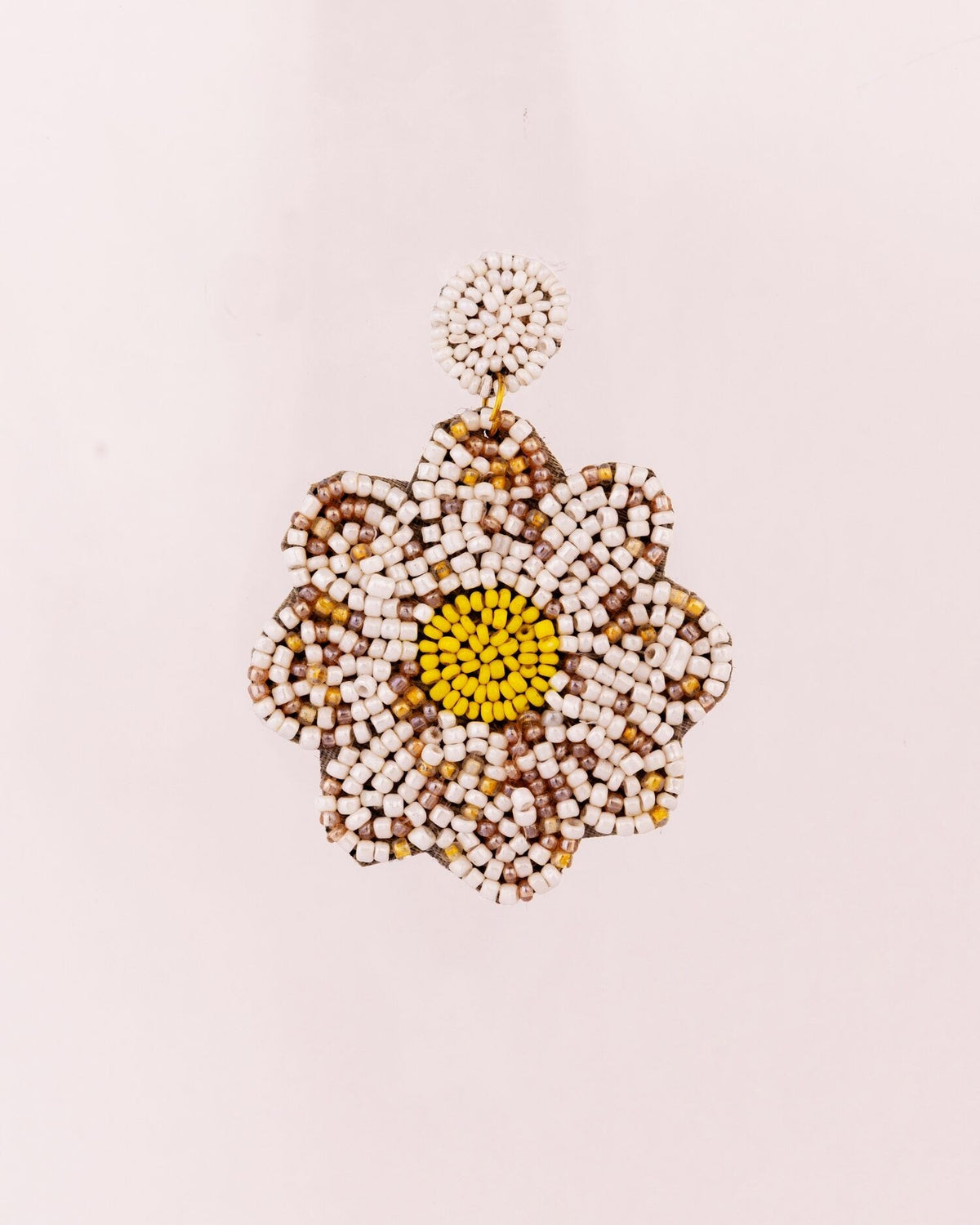 Beaded Flower Drop Earrings - Cream - view 2 of 3
