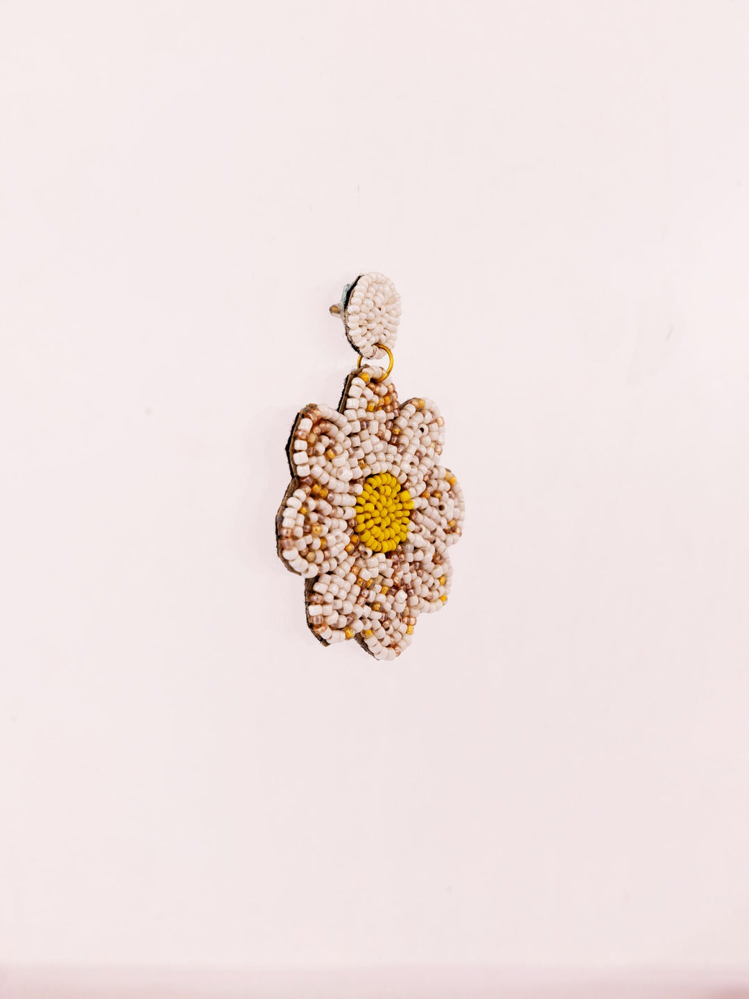 Beaded Flower Drop Earrings - Cream by Modus & Mood