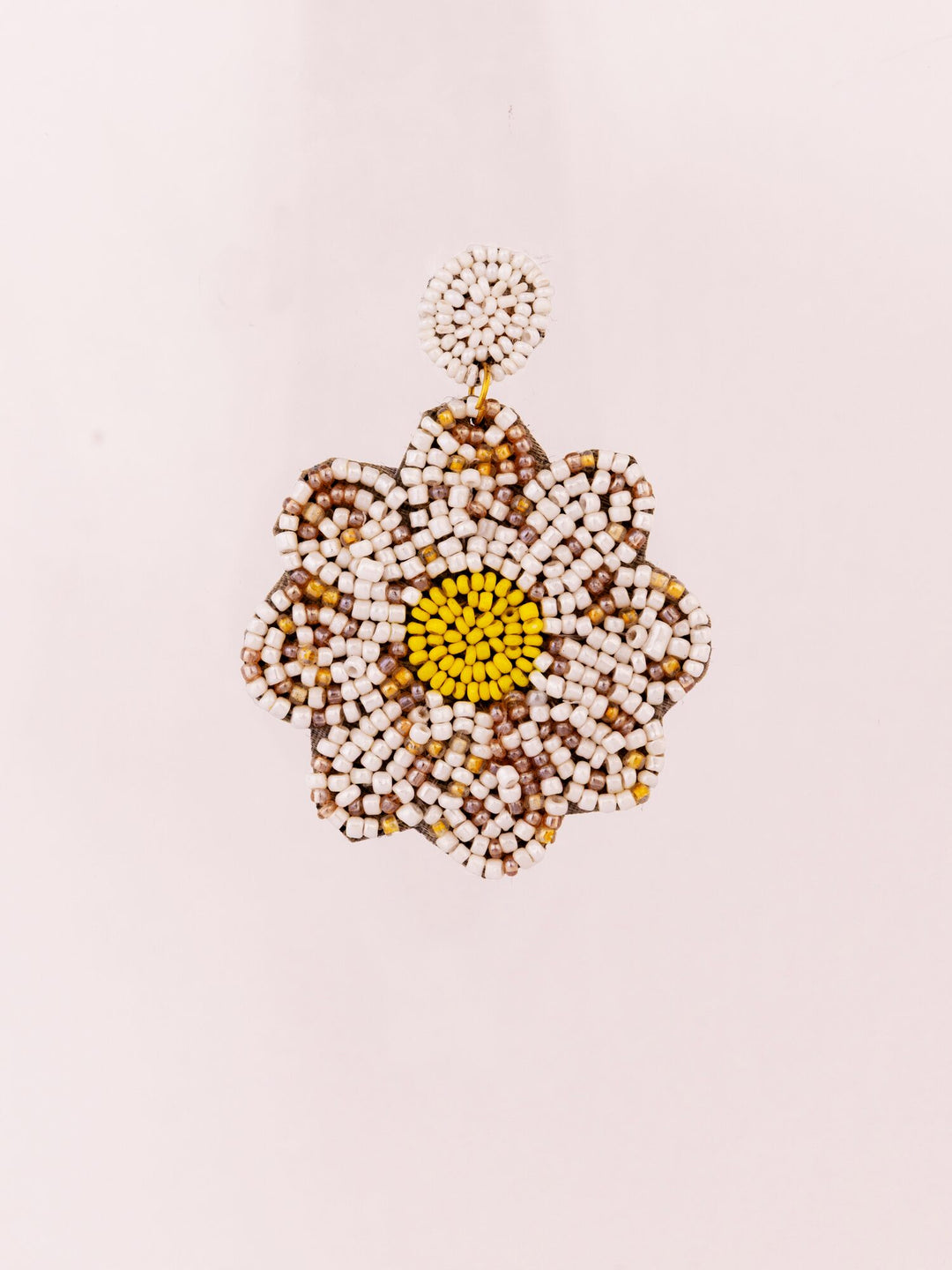 Beaded Flower Drop Earrings - Cream - view 2 of 3