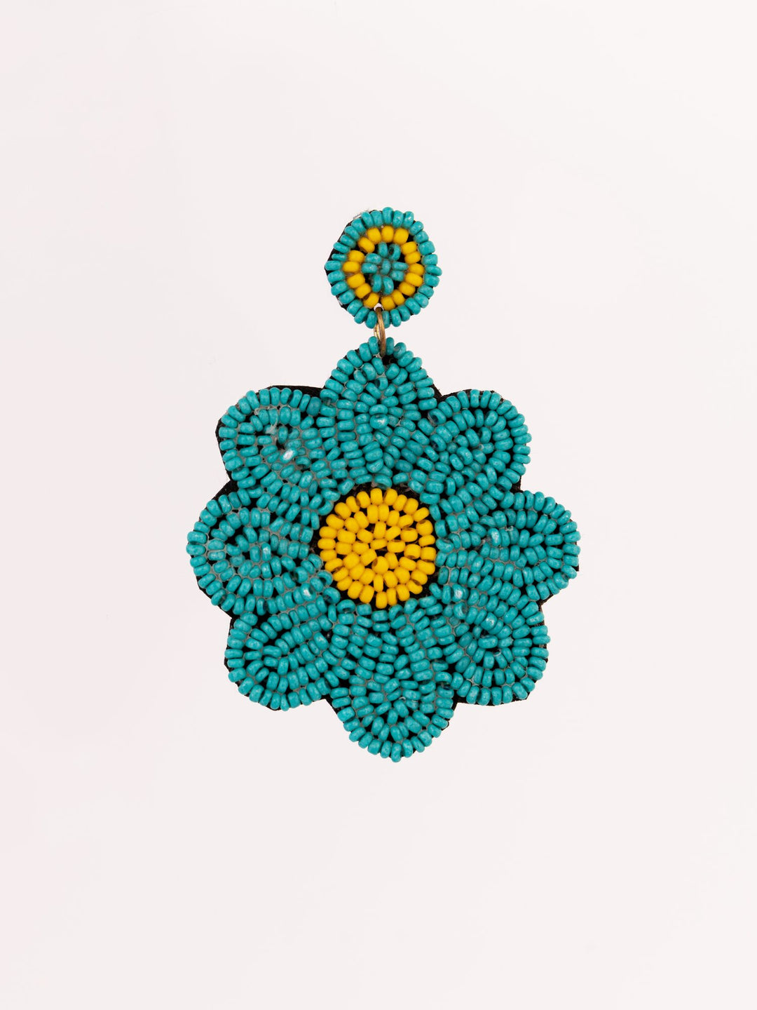 Beaded Flower Statement Earrings - Teal by Modus & Mood