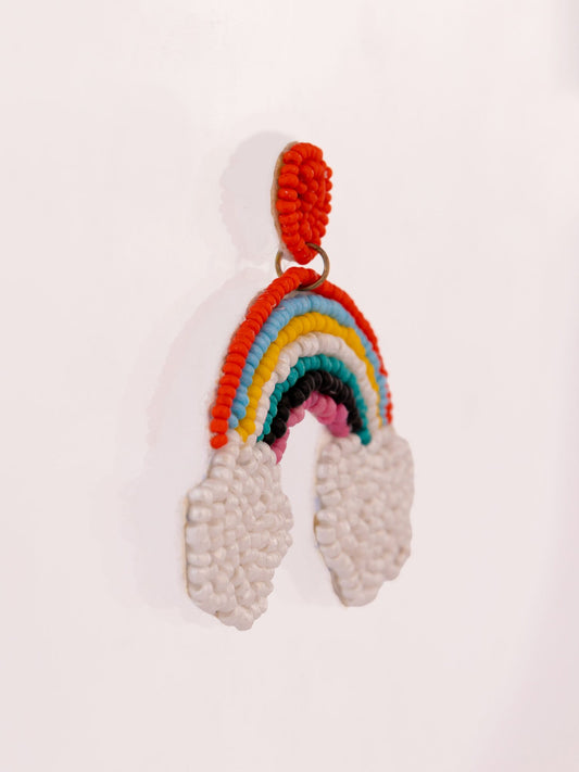 Beaded Rainbow Statement Earrings - Multicolour by Modus & Mood