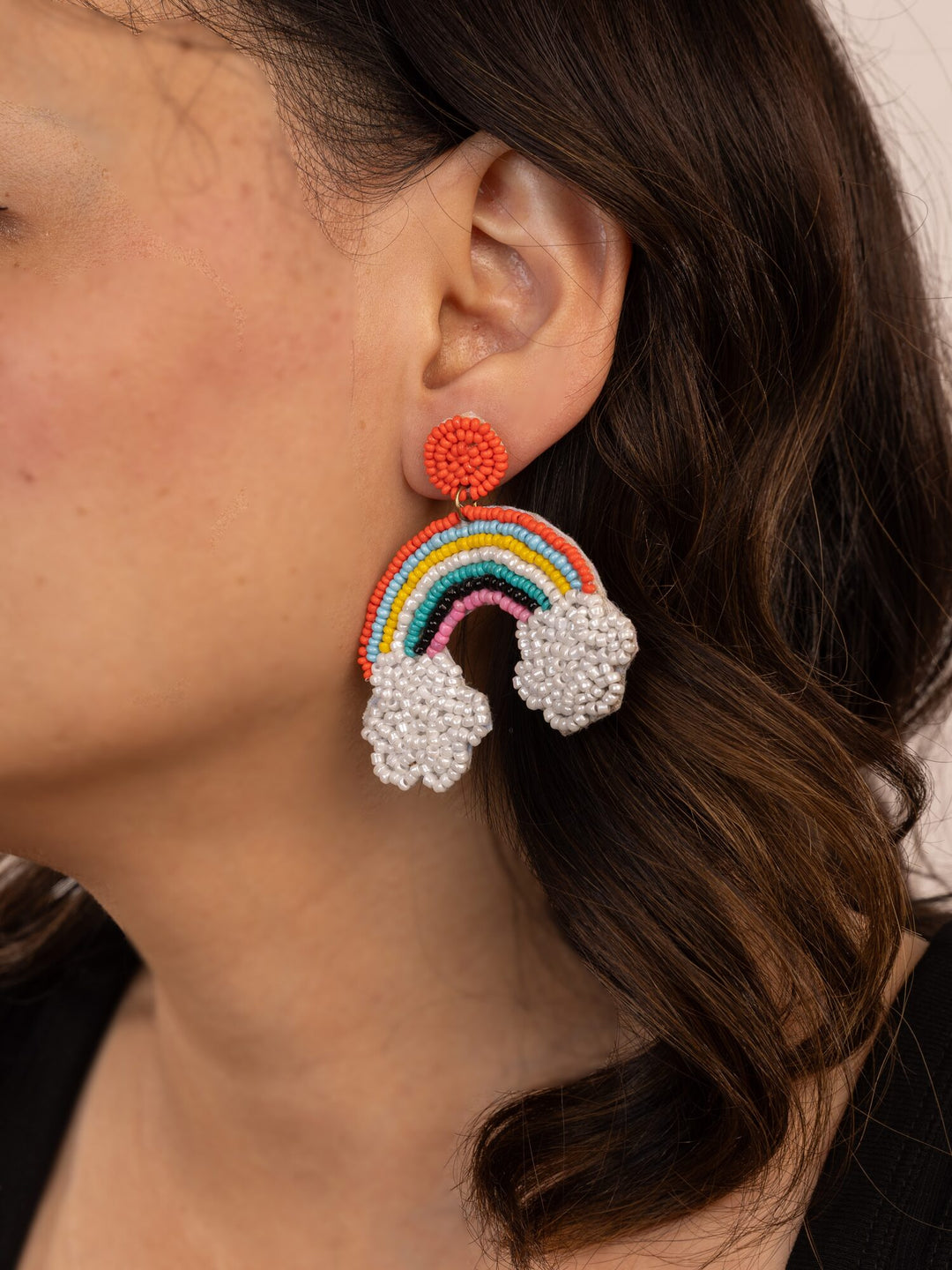 Beaded Rainbow Statement Earrings - Multicolour - view 3 of 3