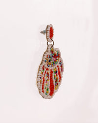 Beaded Scallop Statement Earrings - Red - view 4 of 4