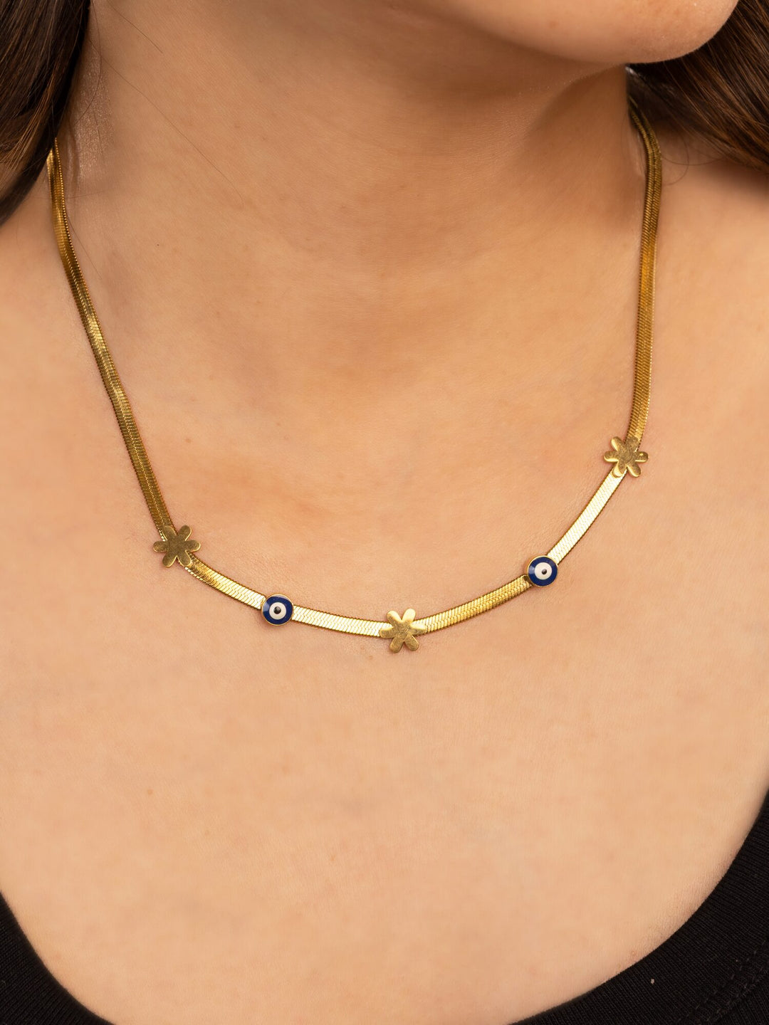Evil Eye Station Anti-Tarnish Necklace - Blue - view 4 of 6