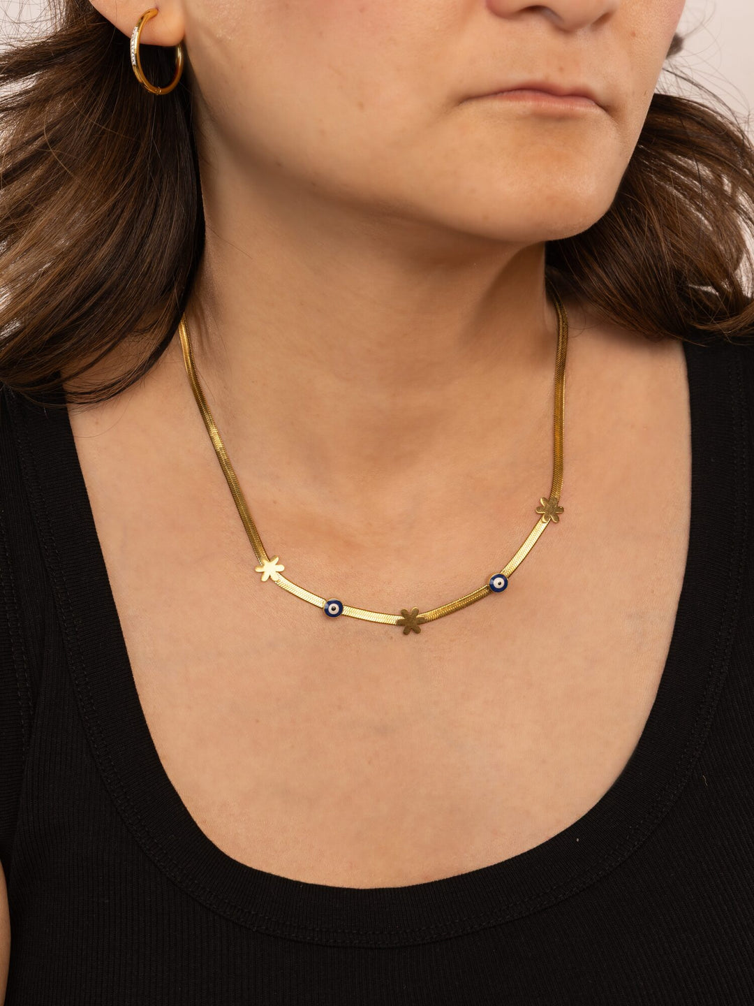 Evil Eye Station Anti-Tarnish Necklace - Blue - view 5 of 6