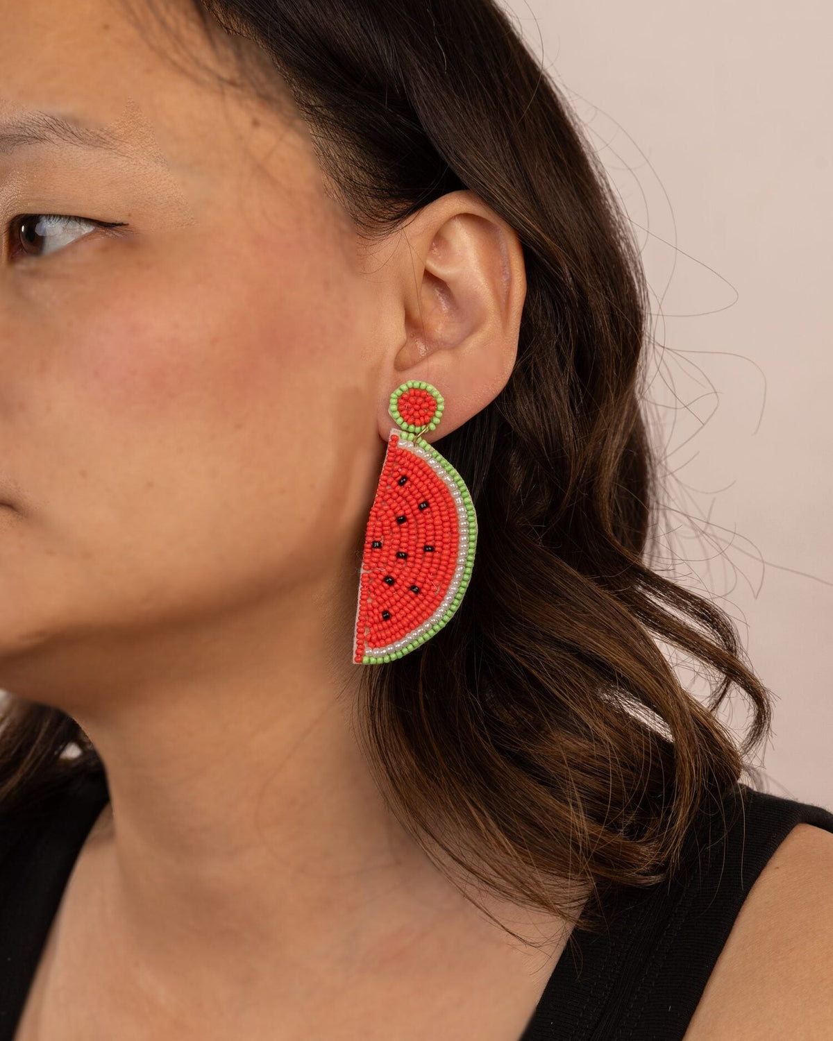 Beaded Watermelon Drop Earrings - Pink & Green by Modus & Mood