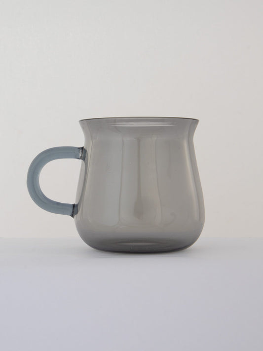 Curved Hand-Blown Glass Mug - Smoke Grey by Modus & Mood