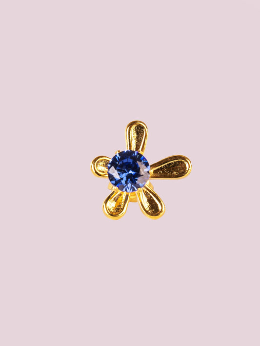 Flower Anti-Tarnish Stud Earrings - Blue Stone by Modus & Mood