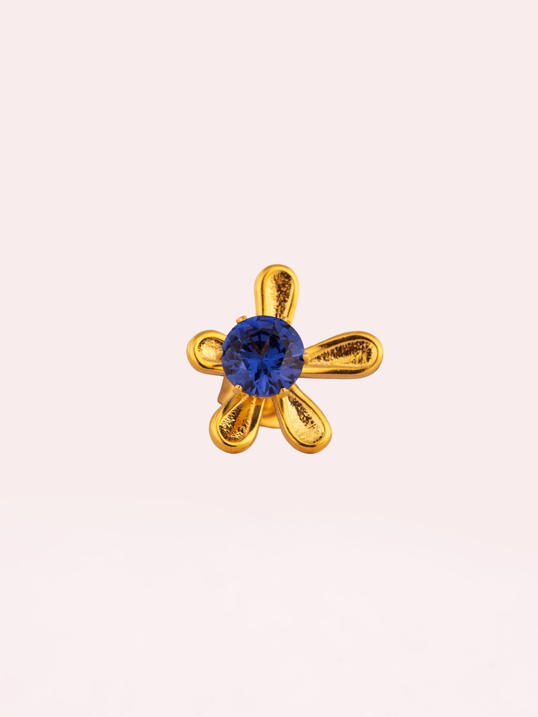 Flower Anti-Tarnish Stud Earrings - Blue Stone - view 2 of 4