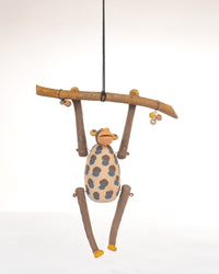 Branch Swing Nerikomi Ceramic Monkey Hanging - view 2 of 3