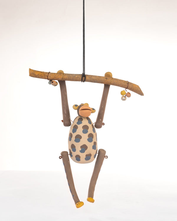Branch Swing Nerikomi Ceramic Monkey Hanging - view 2 of 3