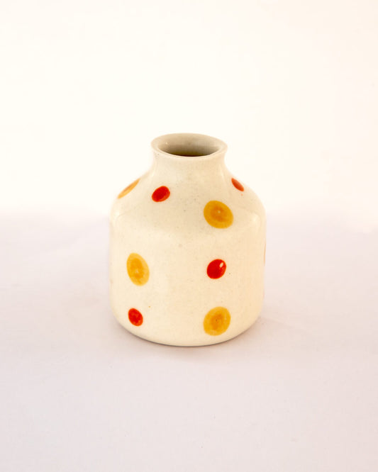Sunspot Dotted Mini Ceramic Bud Vase - Round - view 2 of 3