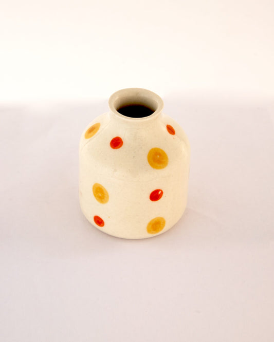 Sunspot Dotted Mini Ceramic Bud Vase - Round - view 3 of 3