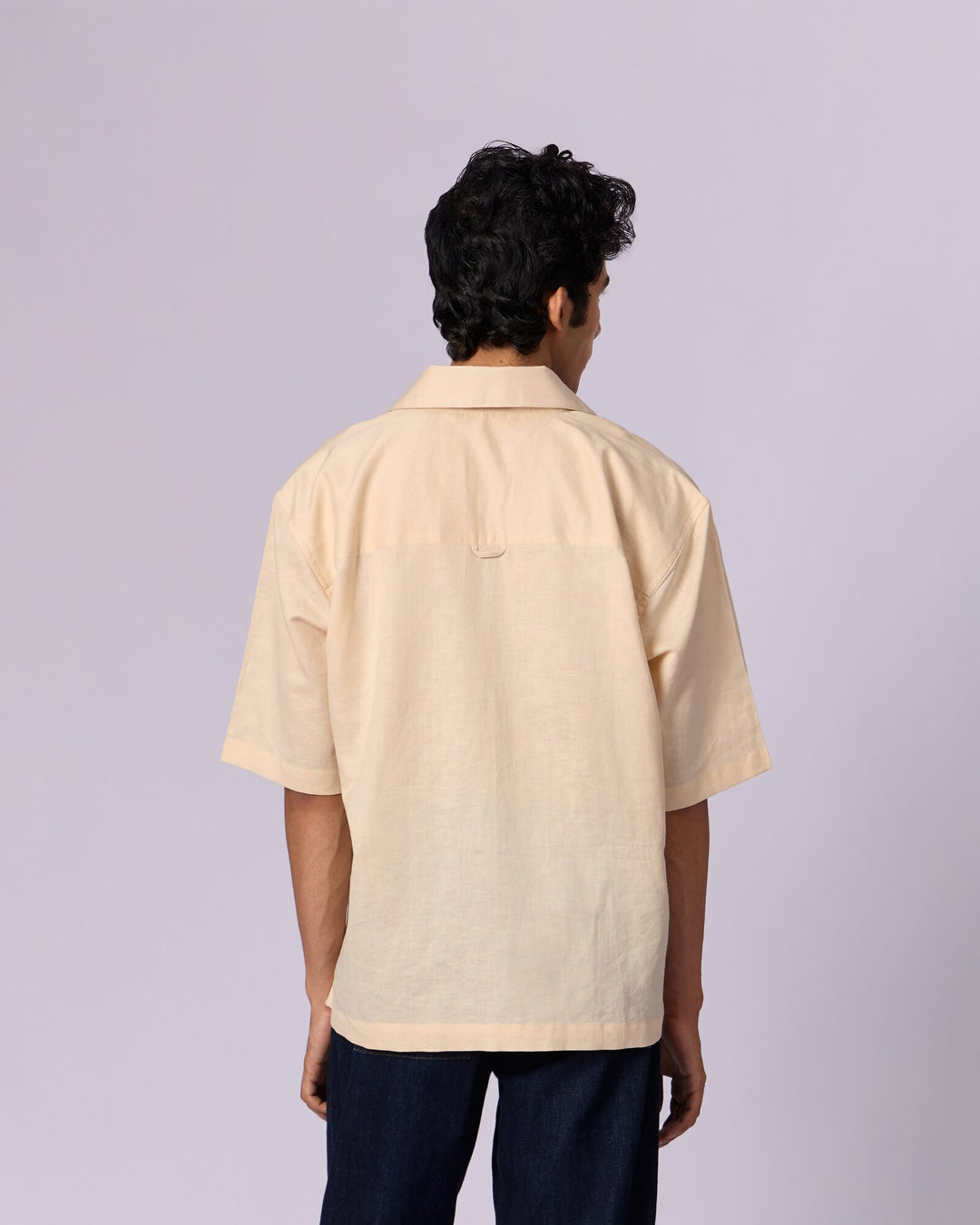 Men's Camp Collar Cotton Shirt - Sand - view 5 of 5