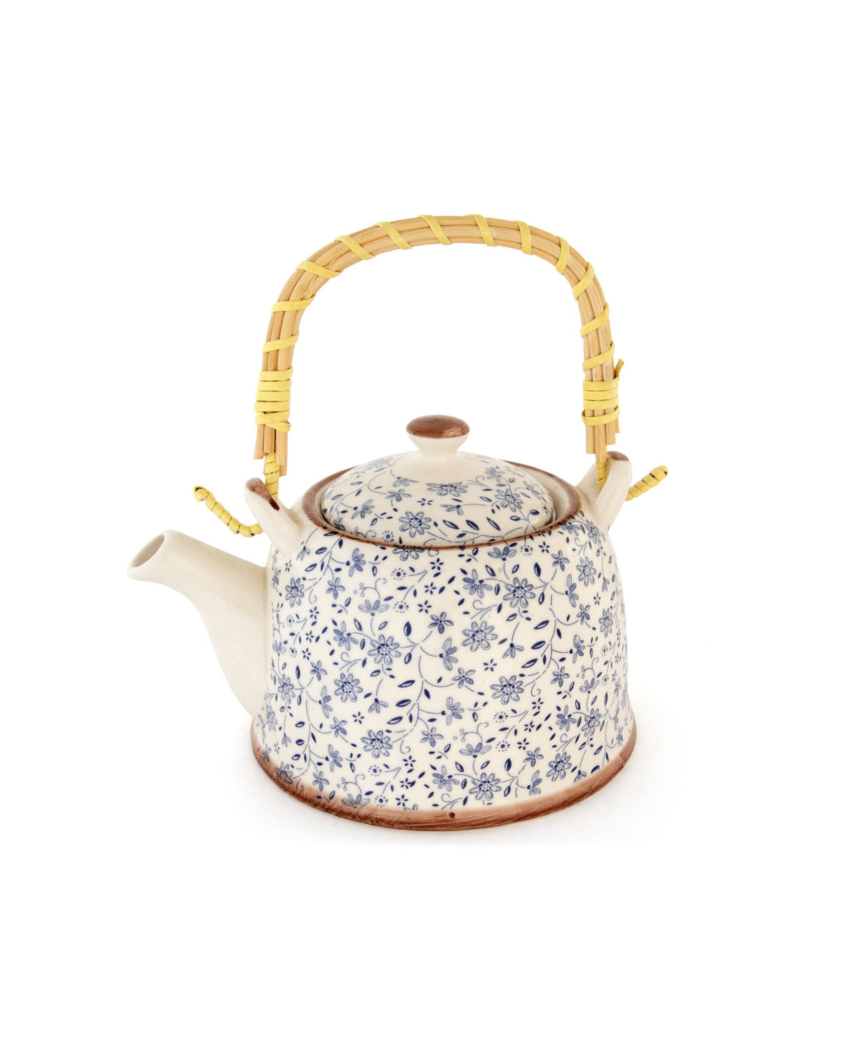 Chai Hour Cane-Handle Ceramic Kettle - Blue Floral by Modus & Mood