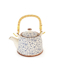 Chai Hour Cane-Handle Ceramic Kettle - Blue Floral by Modus & Mood