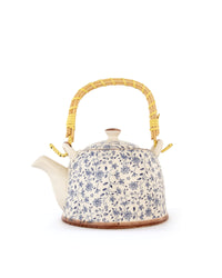 Chai Hour Cane-Handle Ceramic Kettle - Blue Floral - view 3 of 4